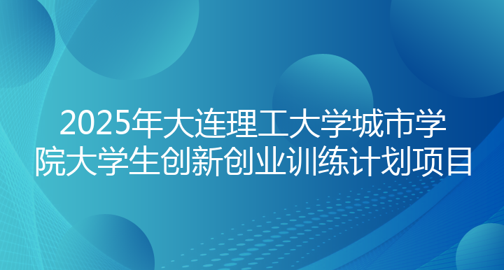 2025年大连理工大学城市学院大学生创新创业训练计划项目